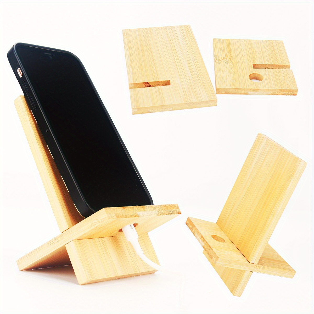 Pezin & Hulin Soporte para tableta para teléfono celular, soporte de madera  de bambú para teléfono inteligente de carga de escritorio compatible con