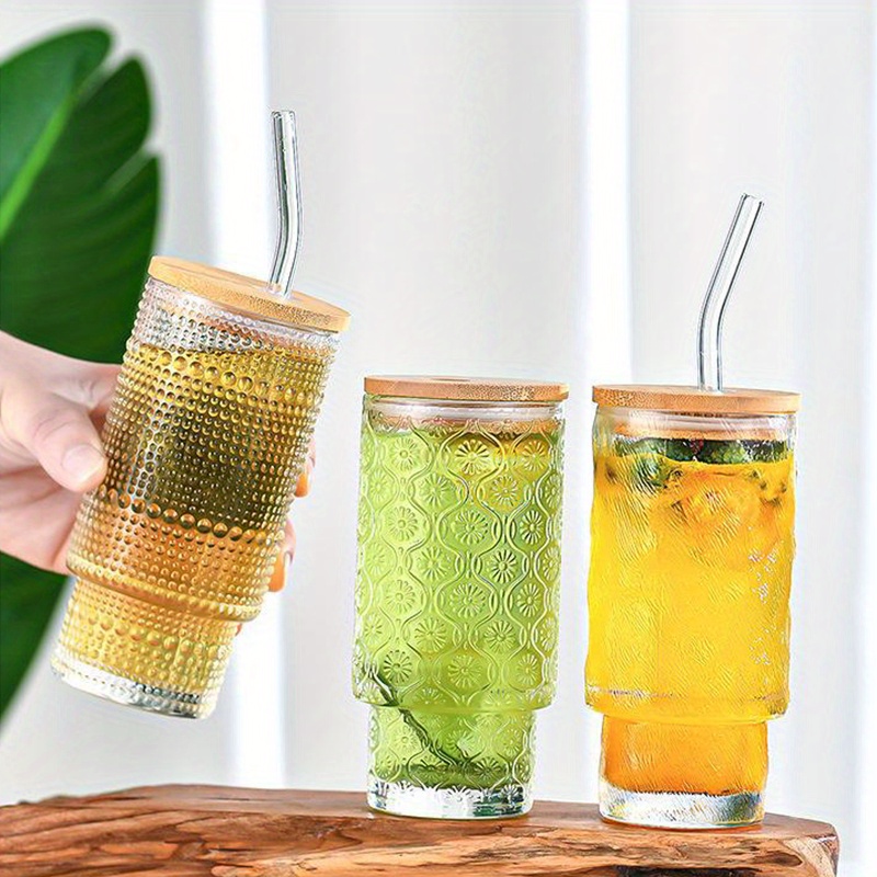 High Borosilicate Glass Water Cup With Airtight Lids Straws - Temu