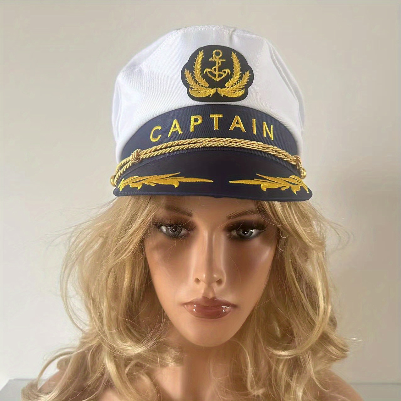 Temu 1pc, Stripe Navy Captain Fluorescence Hat Yacht Cruise Yacht Leisure Entertainment Show Festival Gifts Party Hat The Captain's Graduation Party for