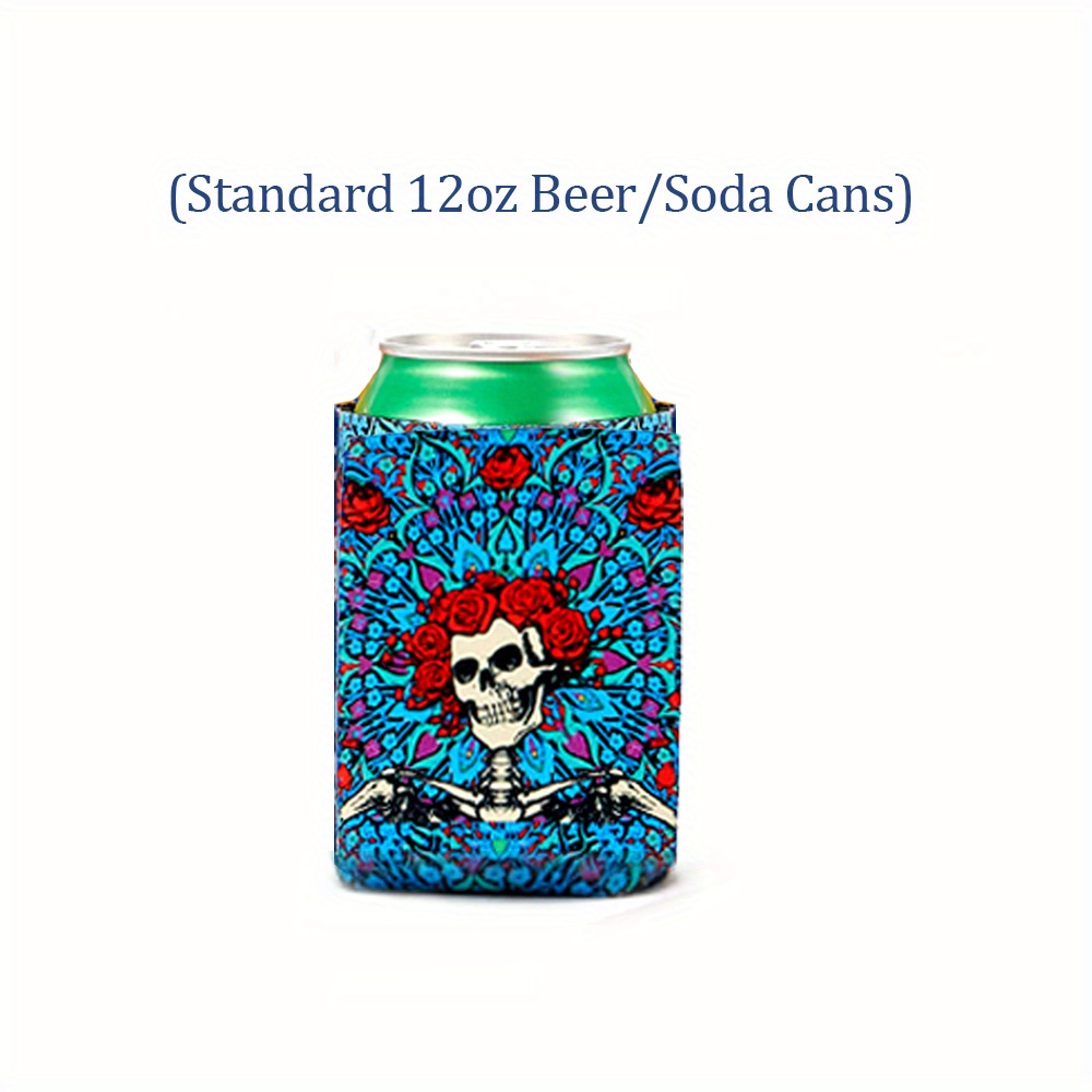 American Flag Skull Skinny Can Cooler for Slim Beer & Hard Seltzer