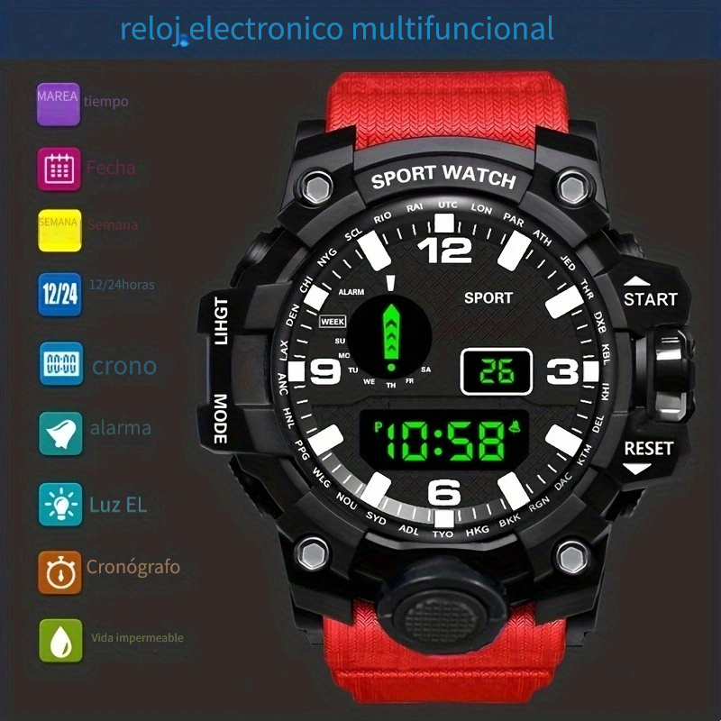 Reloj Militar Digital Hombre Relojes Luminosos Impermeables - Temu Chile