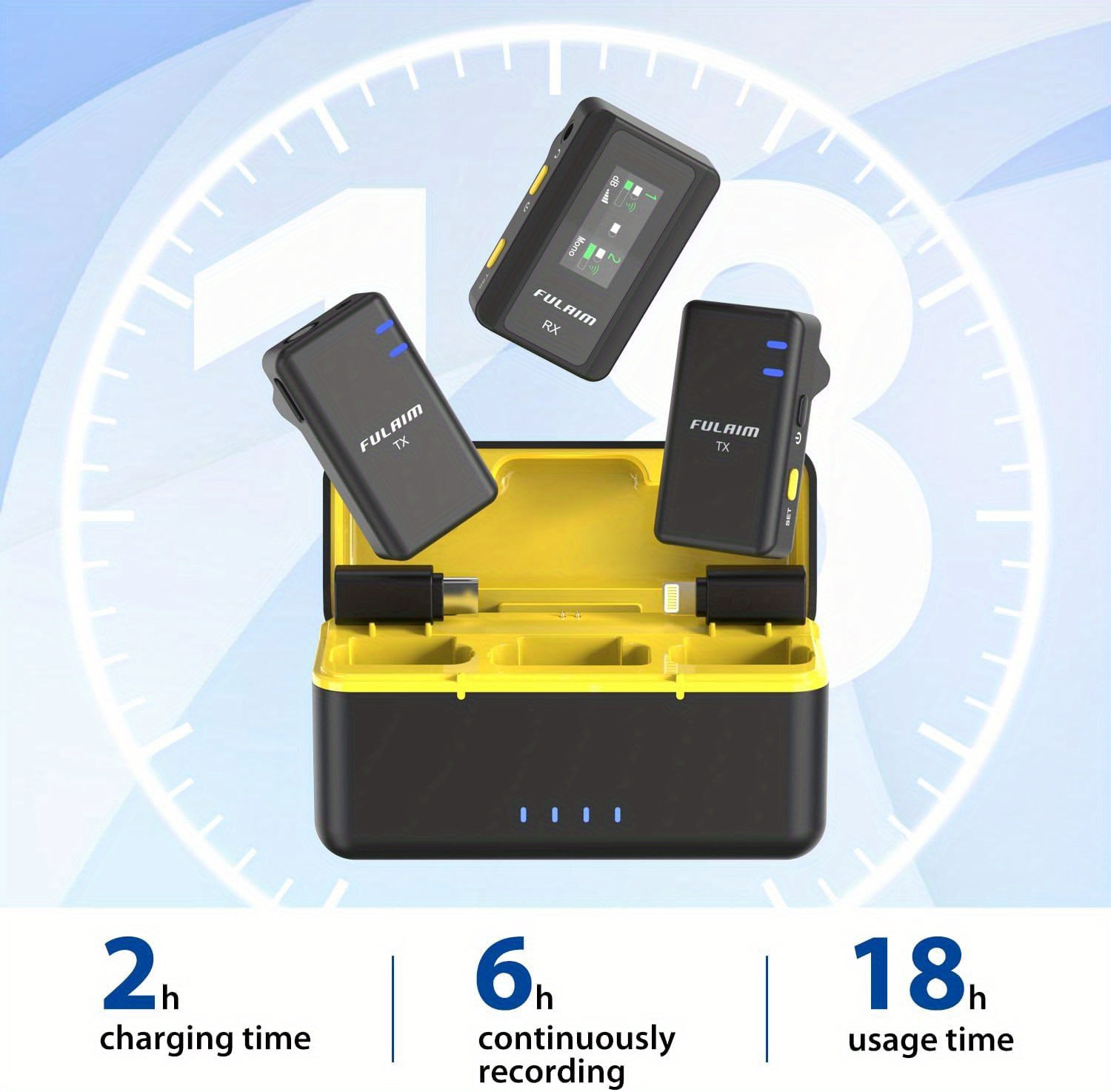 For Fulaim X5 Wireless Lavalier Microphone System, Lavalier Lapel Mic With 18h Battery Life