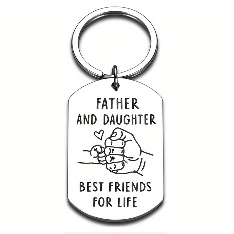 Custom Keychain Fathers Day My Letter Gift Stainless Steel