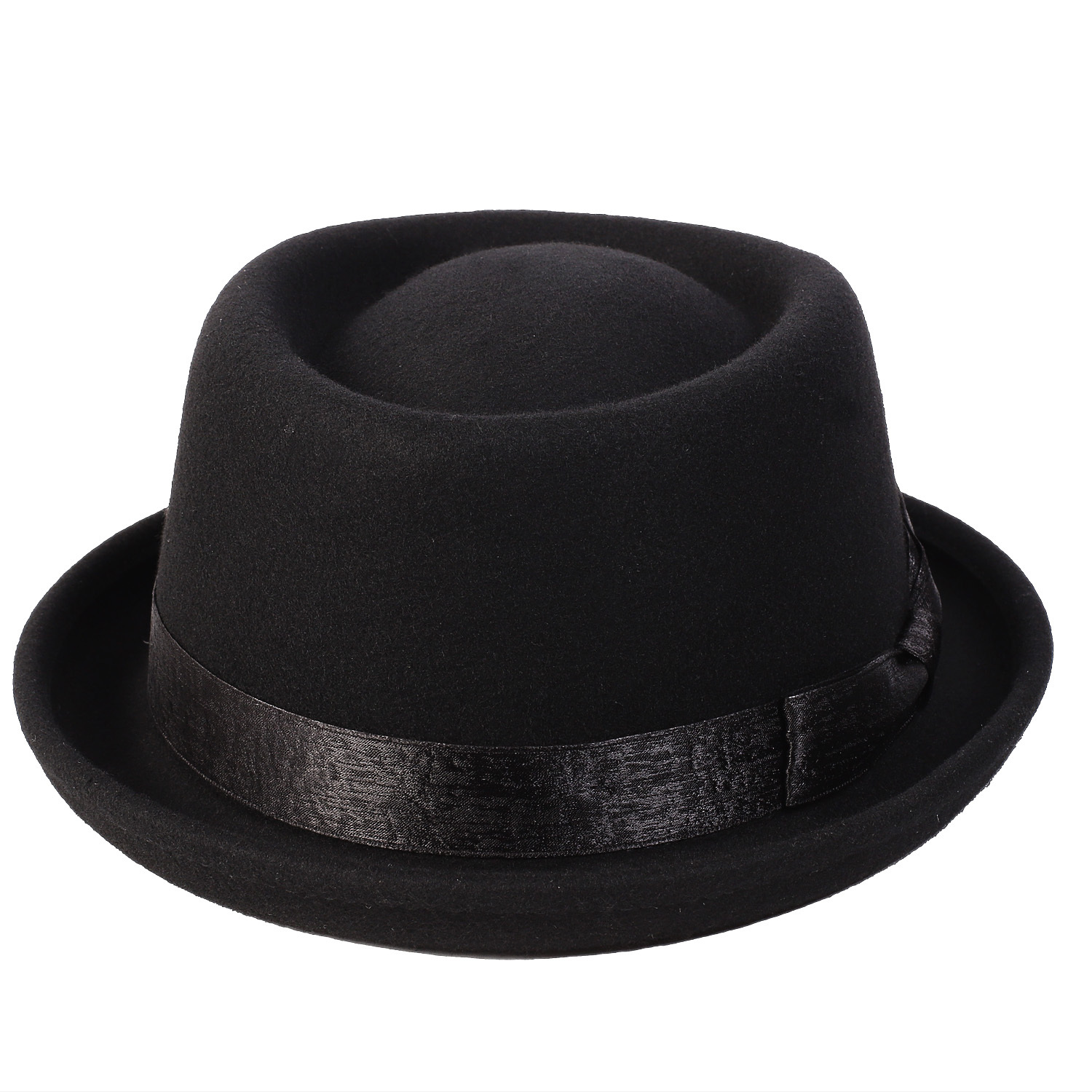 AKIO&AQUIRAX Fedora Hats for Men Women 100% Australian Wool Mens Dress Hat  with Brim Classic Felt Fedora Vintage No-bow-black 7 1/8