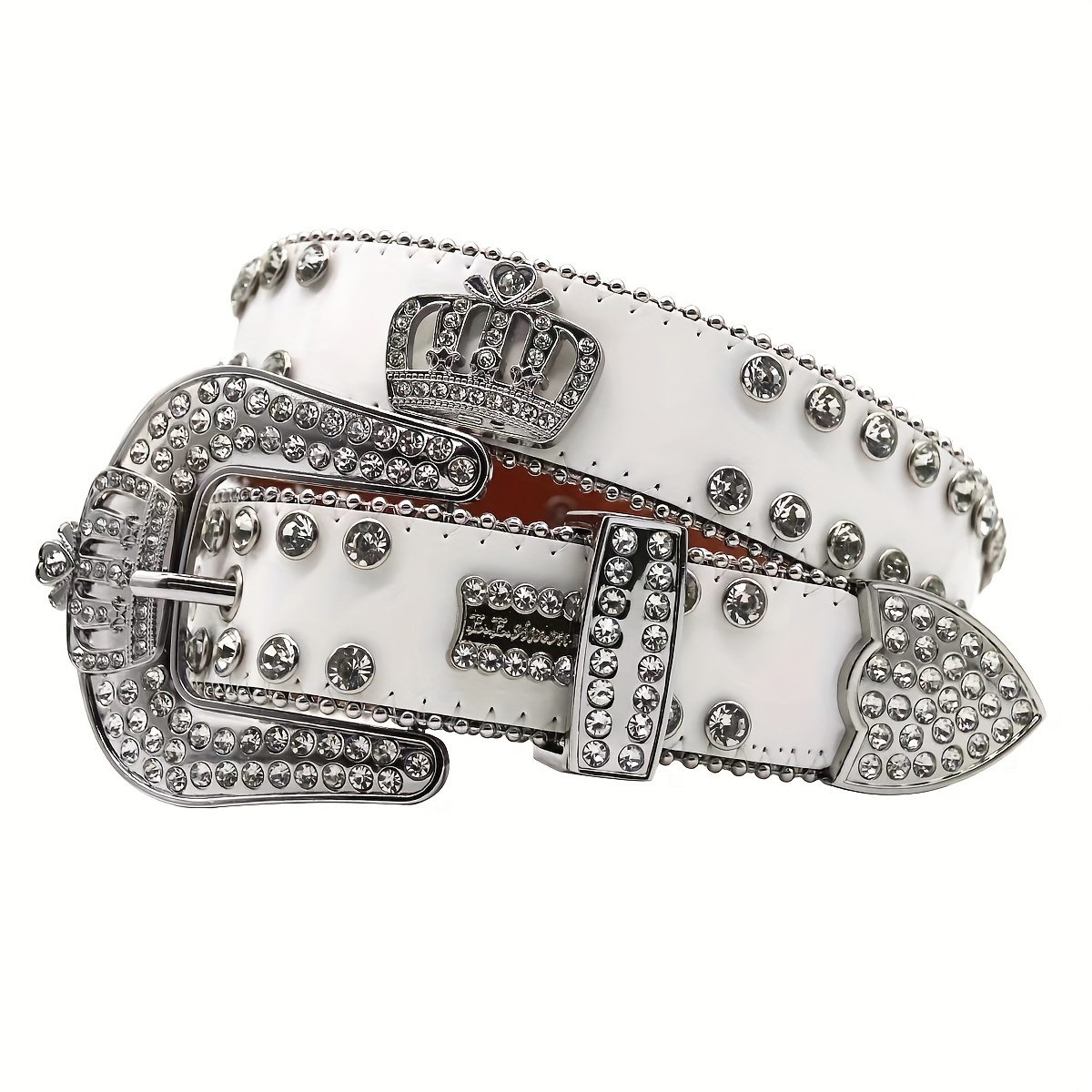 1pc Men Rhinestone Decor Luxury Buckle Belt for Party,80