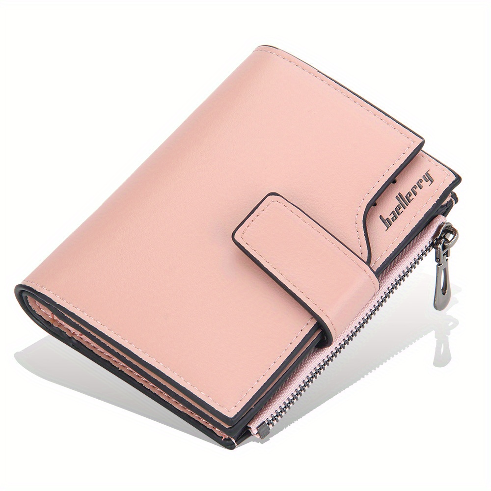 Letter Detail Small Wallet, Women's Simple Faux Leather Fold