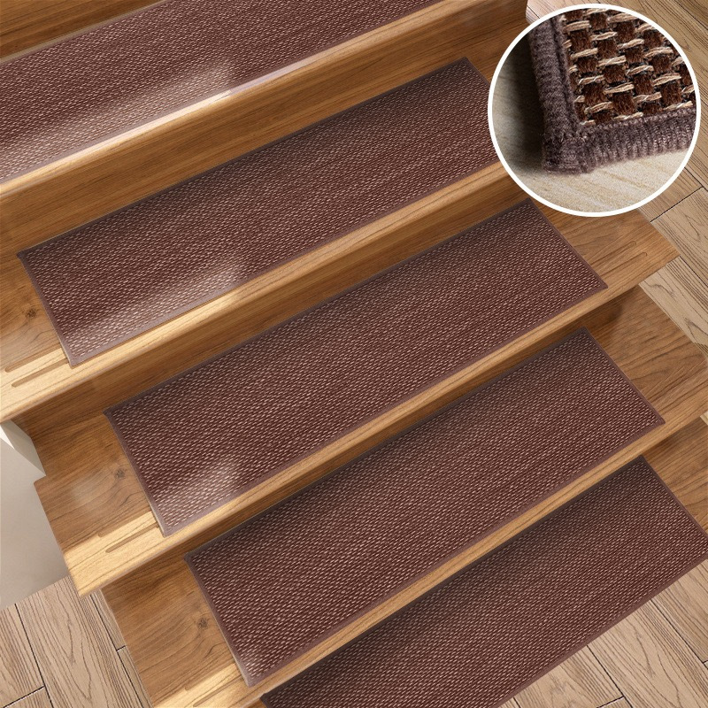 15pcs Indoor Non-Slip Stair Carpet Mats for Wooden Steps-Brown - Color: Brown