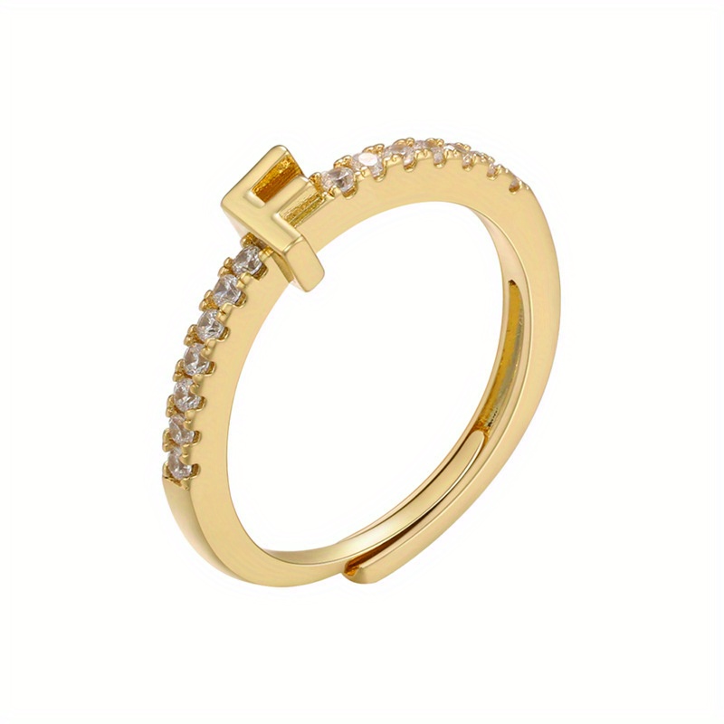 Fashion Gold plated A z 26 Letter Rings Adjustable Ring - Temu