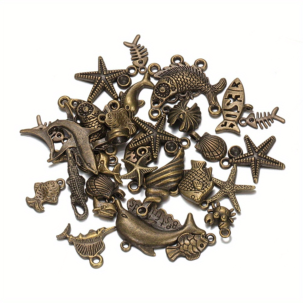 Vintage Zinc Alloy Marine Animal Series Pendants Mixed Color - Temu