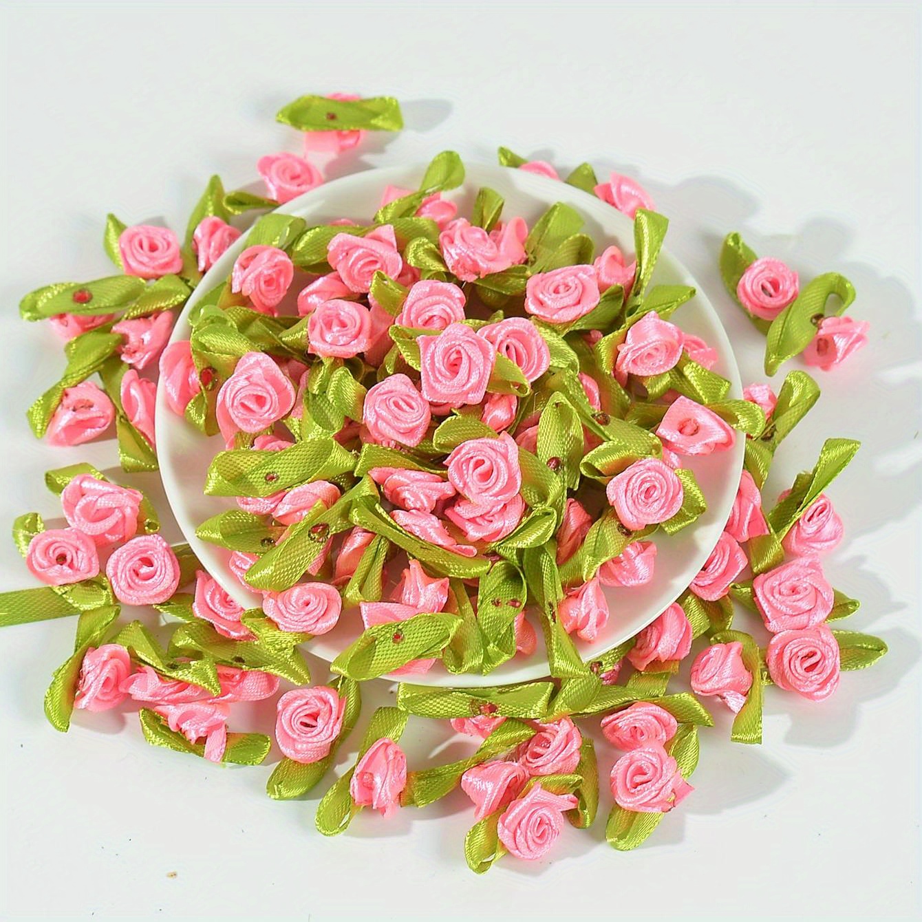 Small Satin Ribbon Roses Buds Embellishments Wedding Party