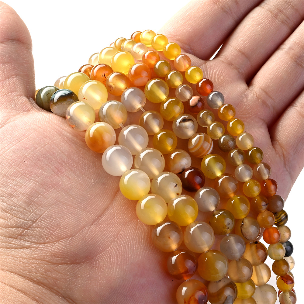 6 8 10mm natural stone beads amber agates round loose spacer beads for jewelry making diy bracelet necklace accessories details 2