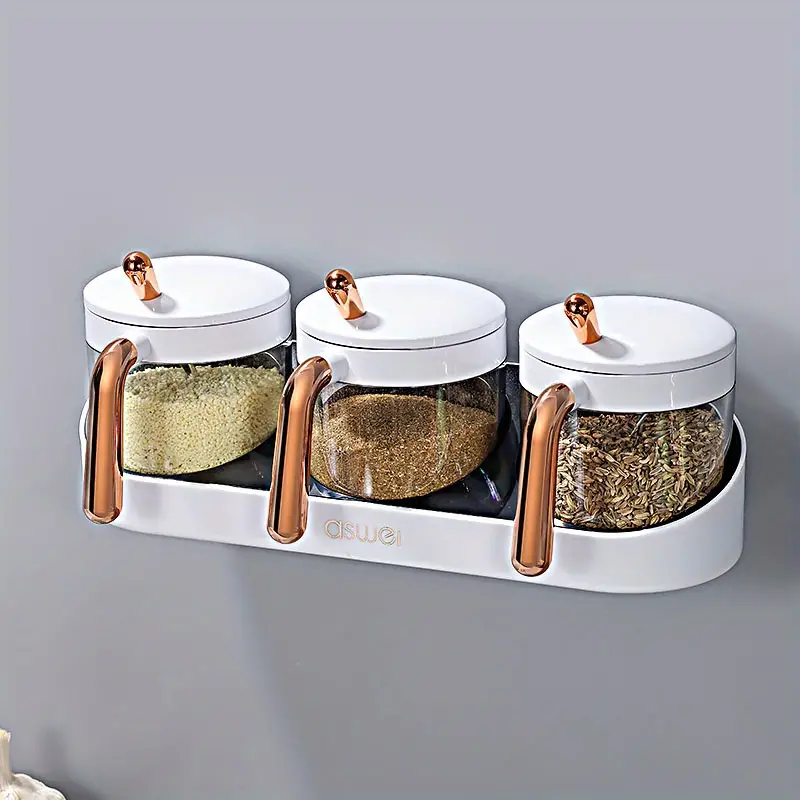 Wall Mounted Seasoning Storage Box Set Spice Box Spoon - Temu