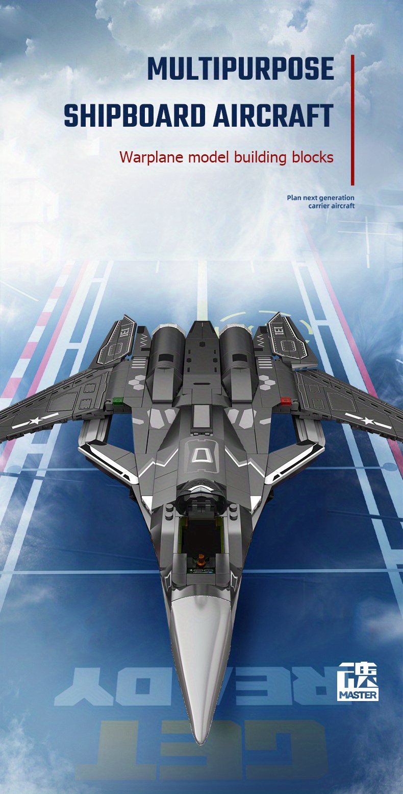 960pcs Military Airplane Multi Purpose Shipboard Aircraft Model Building Blocks Carrier Plane