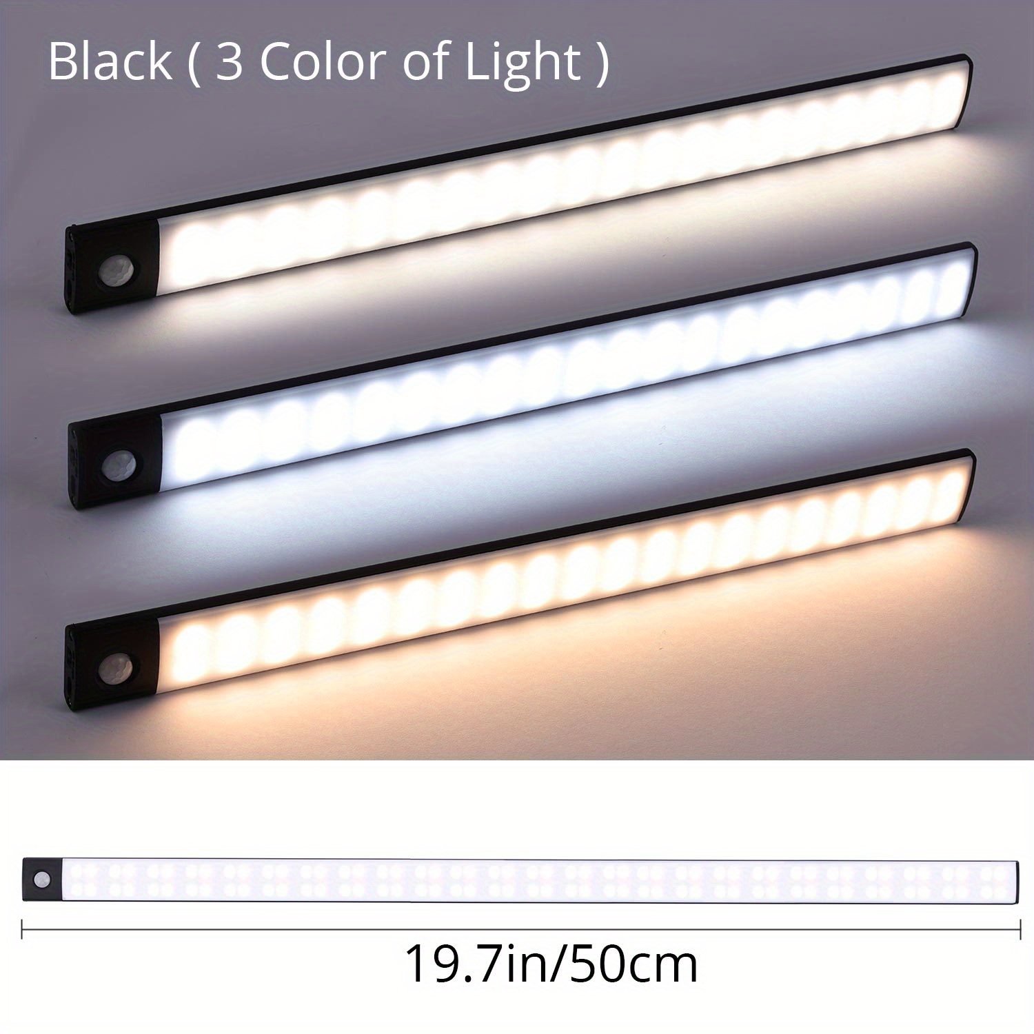  POWER PRACTICAL Luminoodle - Tira de luz LED para debajo del  gabinete, tira de luz LED para estantes, armarios de cocina y muebles,  paquete de 3 incluye botón de encendido y