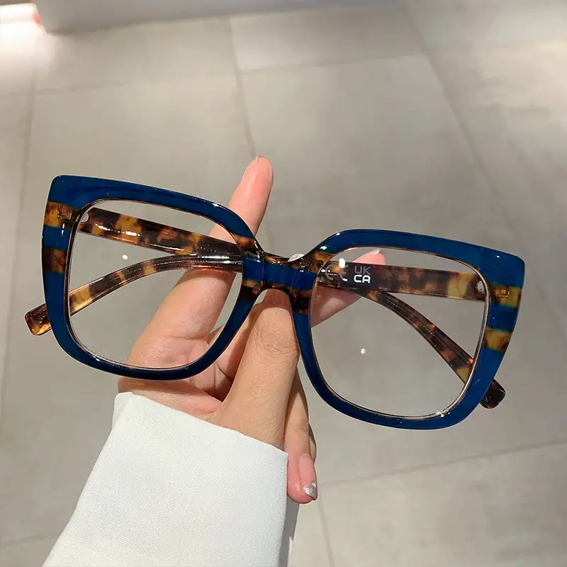 Large Square Frame Clear Lens Computer Glasses Color Block Decorative  Spectacles For Women Men, Don't Miss These Great Deals