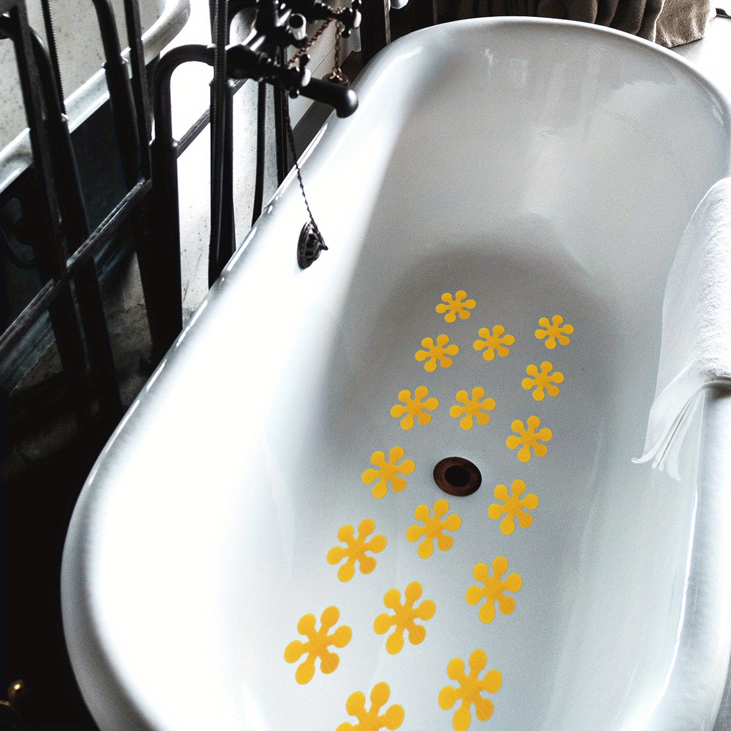 10pcs yellow snowflake shaped bathtub non slip stickers creative anti slip shower tread sticker bathroom non slip strip safety bathtub strips   decals bathroom accessories details 1