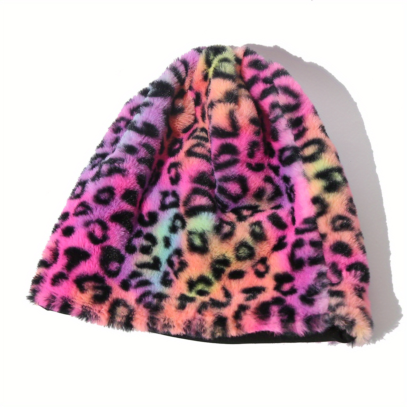 Image of Cross-border Fashionable Leopard Print Colorful Rabbit Retro Beanie Hat Autumn And Winter Thickened Warm Hat Korean Version Women's Cute Brimless Hat