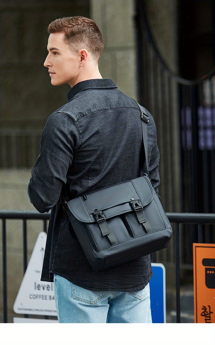  Bolso de hombro para hombre Bolso de mensajero bolso de  estudiante de cuero vertical mini bolso, Negro - : Ropa, Zapatos y Joyería