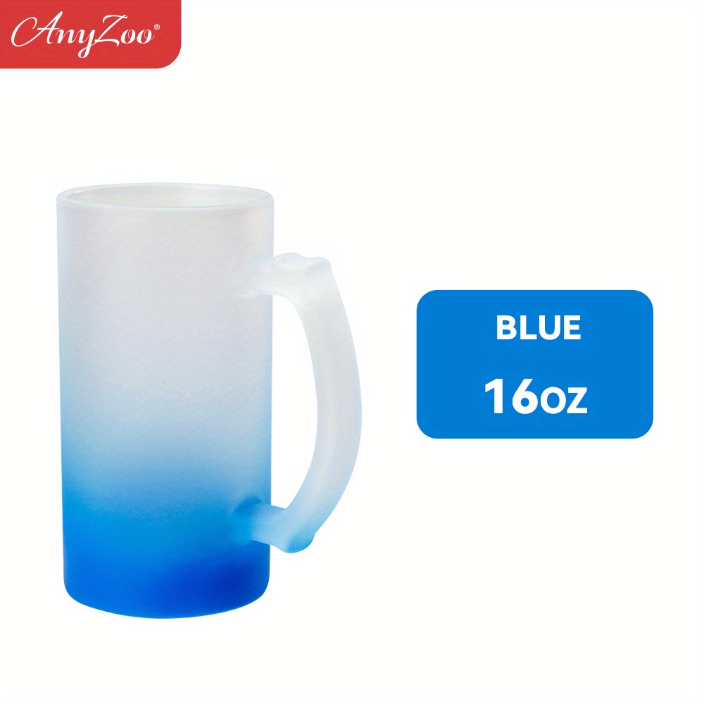 16oz. Blue Frosted Glass Beer Mug