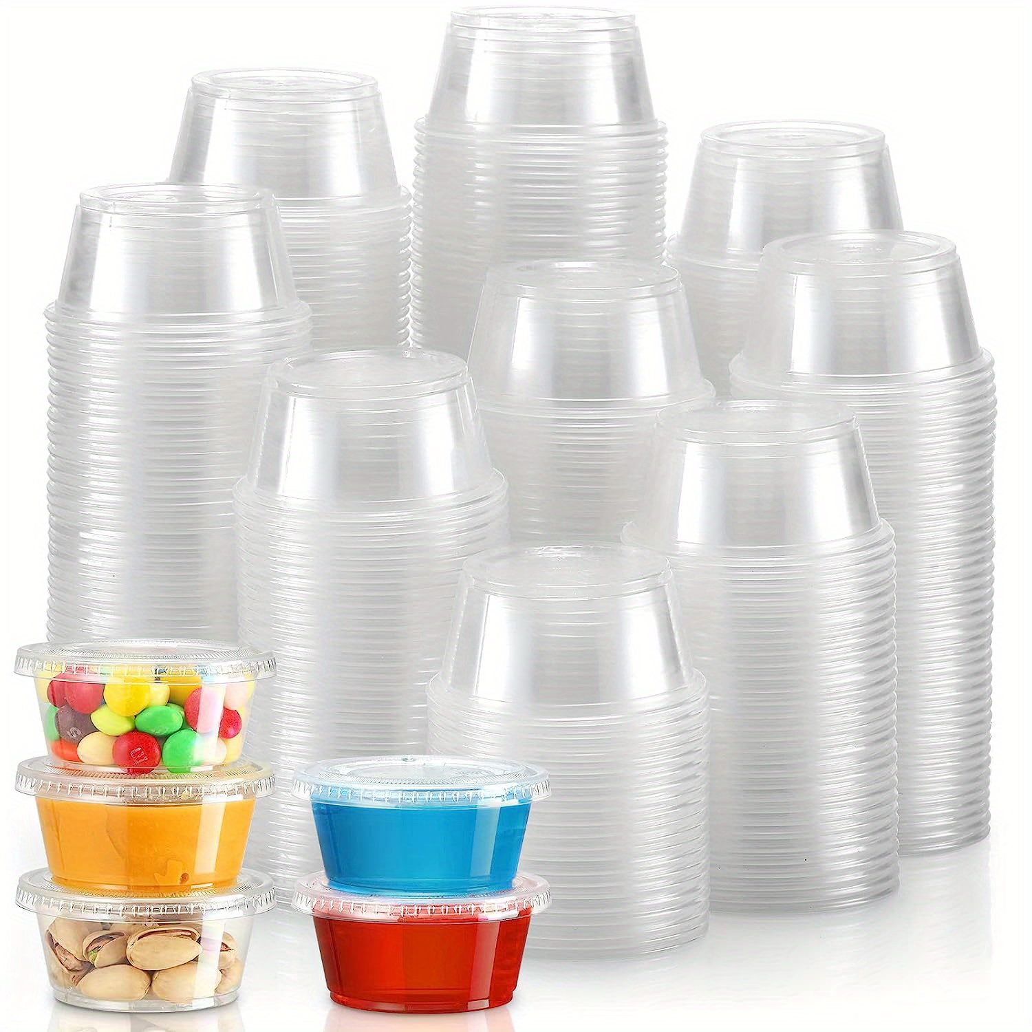 130 Sets - 2 Oz Jello Shot Cups, Small Plastic Containers with Lids,  Airtight and Stackable Portion Cups, Salad Dressing Container, Dipping Sauce  Cups, Condiment Cups for Lunch, Party to Go, Trips 2oz - 130