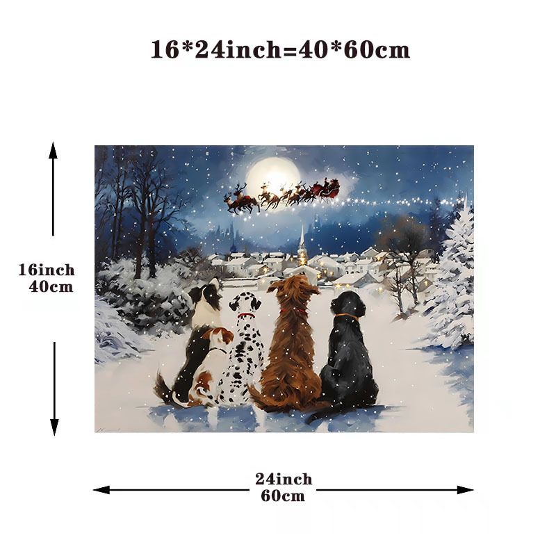 Dogs watching 2025 santa lighted canvas