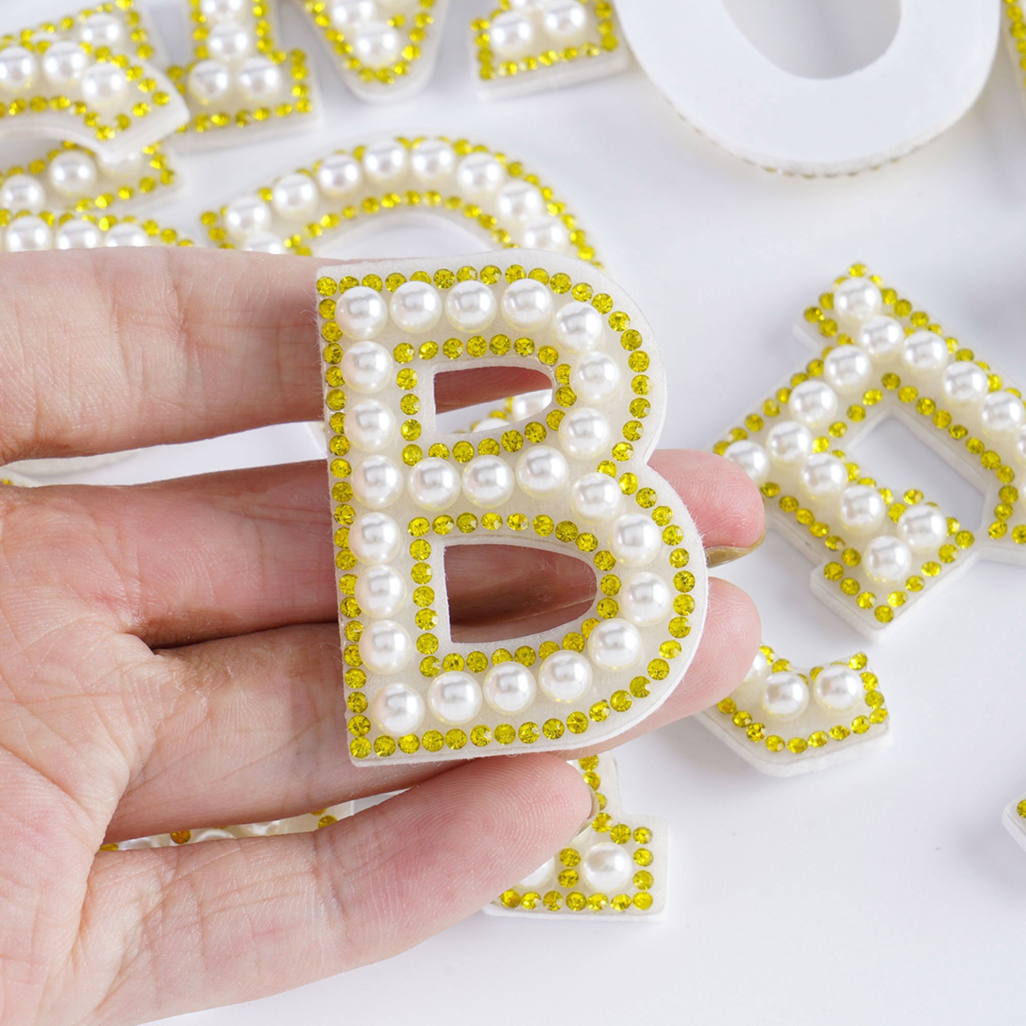 Alphabet Stickers Golden Rhinestone Alphabet Patches - Temu