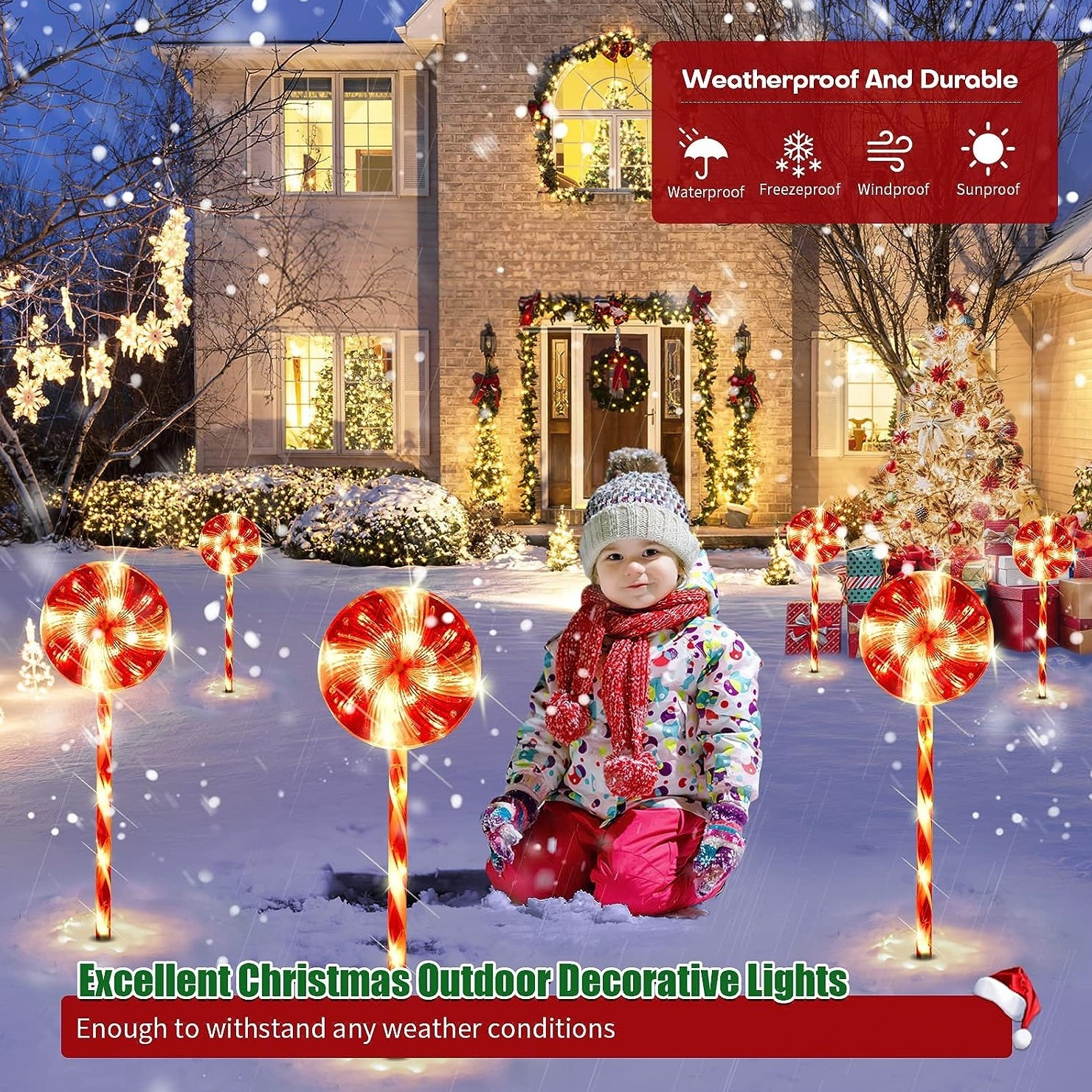 Lollipop Christmas Garden Lights Lollipops Solar Powered Temu