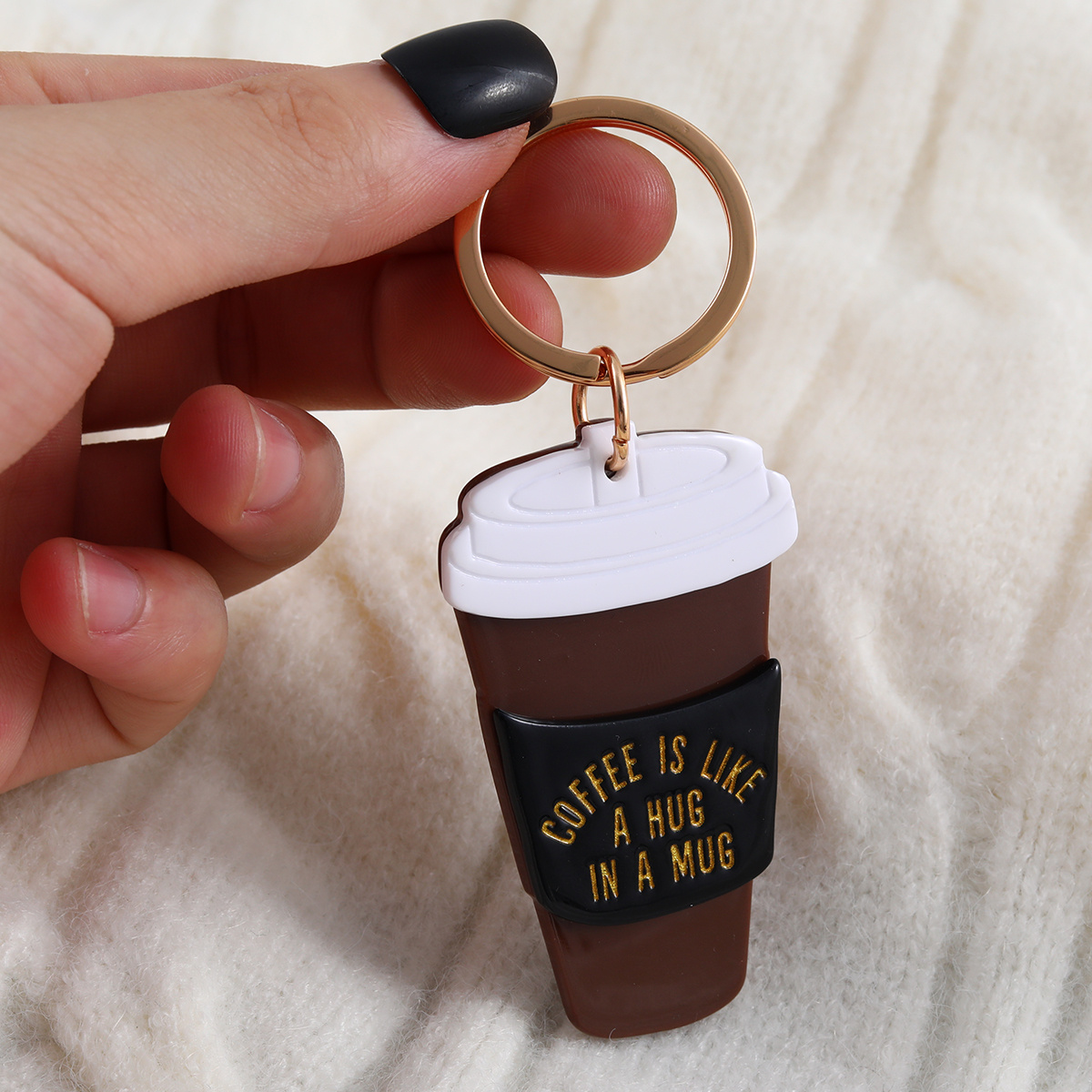 1PC Coffee Cup Keychain Coffe Is Like A Hug In A Mug Bag, Wallet  Accessories Decorative Ornament