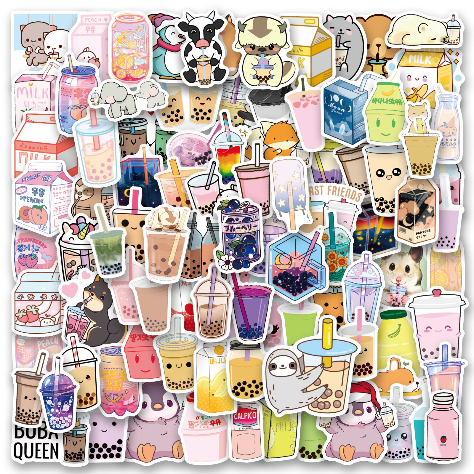 50Pcs Cute Boba Stickers for Water Bottle, Vinyl Aesthetic Drink Stickers  for Laptop Skateboard Phone, Waterproof Stickers Bulk for Teens Girls  Adults