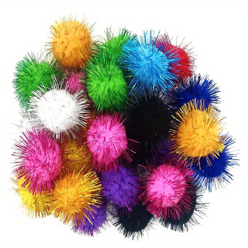 Colorful Cat Pom Pom Ball Toys Rainbow Cat Toy Balls Soft - Temu