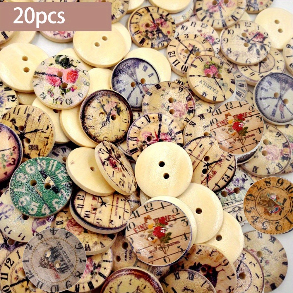 10-50PCS Multi Sizes Round Buttons Mixed 2-Holes Wooden