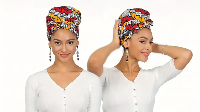 boho geometric print turban hat satin lined head wraps vintage lace up headscarf beanies bandanas for women details 9