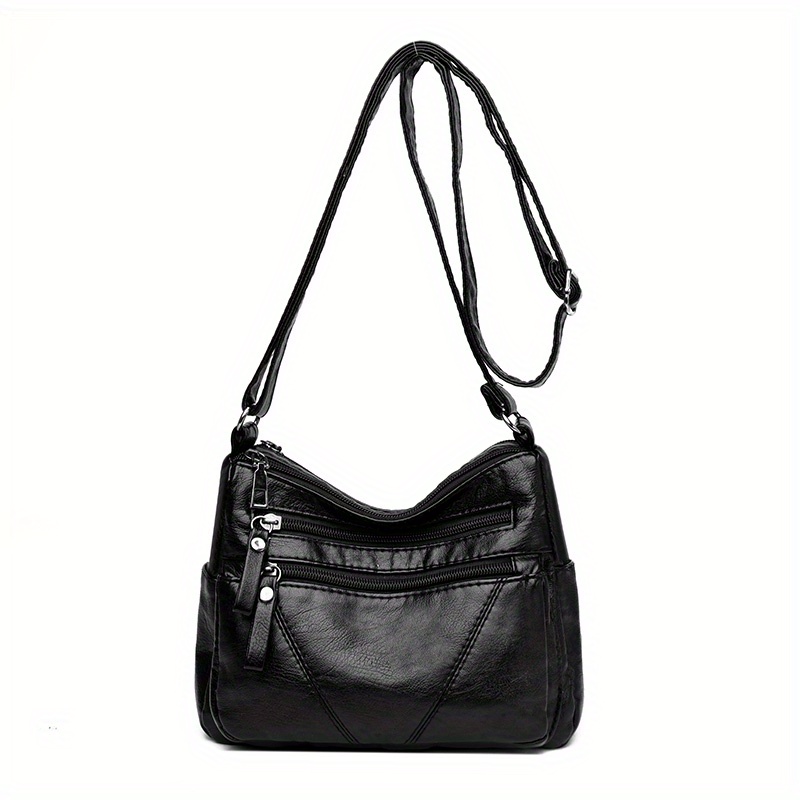 Multi Pockets Crossbody Bag Soft Pu Leather Shoulder Bag Temu
