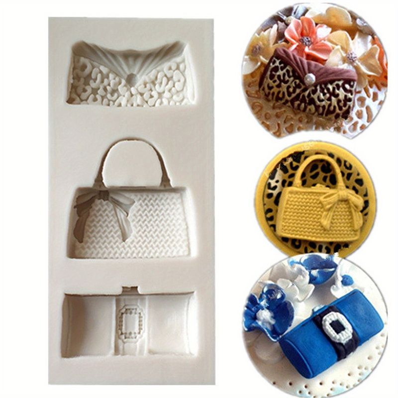 Lady's Bag Silicone Fondant Mold Diy Handbag Silicone Chocolate Mold 3d Cake  Decorating Mold Fondant Tools Grey - Temu
