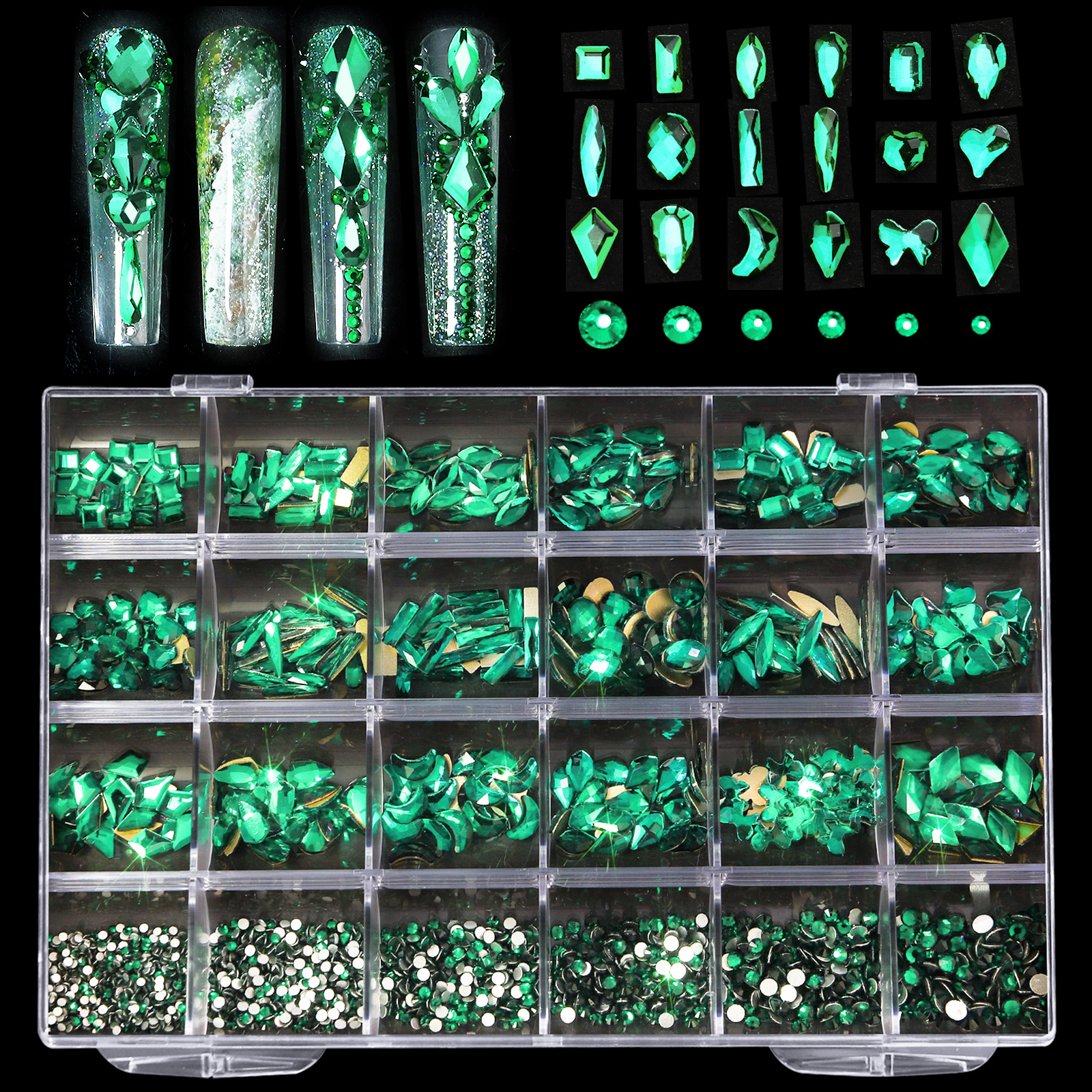 Crystal AB Nail Art Rhinestones Flat Back Mixed Shaped Gemstones