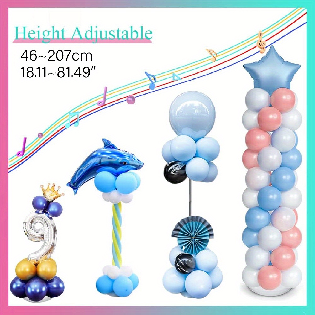 Kit de columna de globos: juego de 2 columnas de globos con base de soporte  y poste para decoración de torre de globos para bodas, baby shower, fiesta