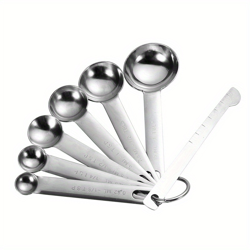 7, Premium Stainless Steel Measuring Spoon Cup Set, Metric And Us Units  Small Tablespoons For Measuring Dry And Liquid Ingredients - Temu Belgium