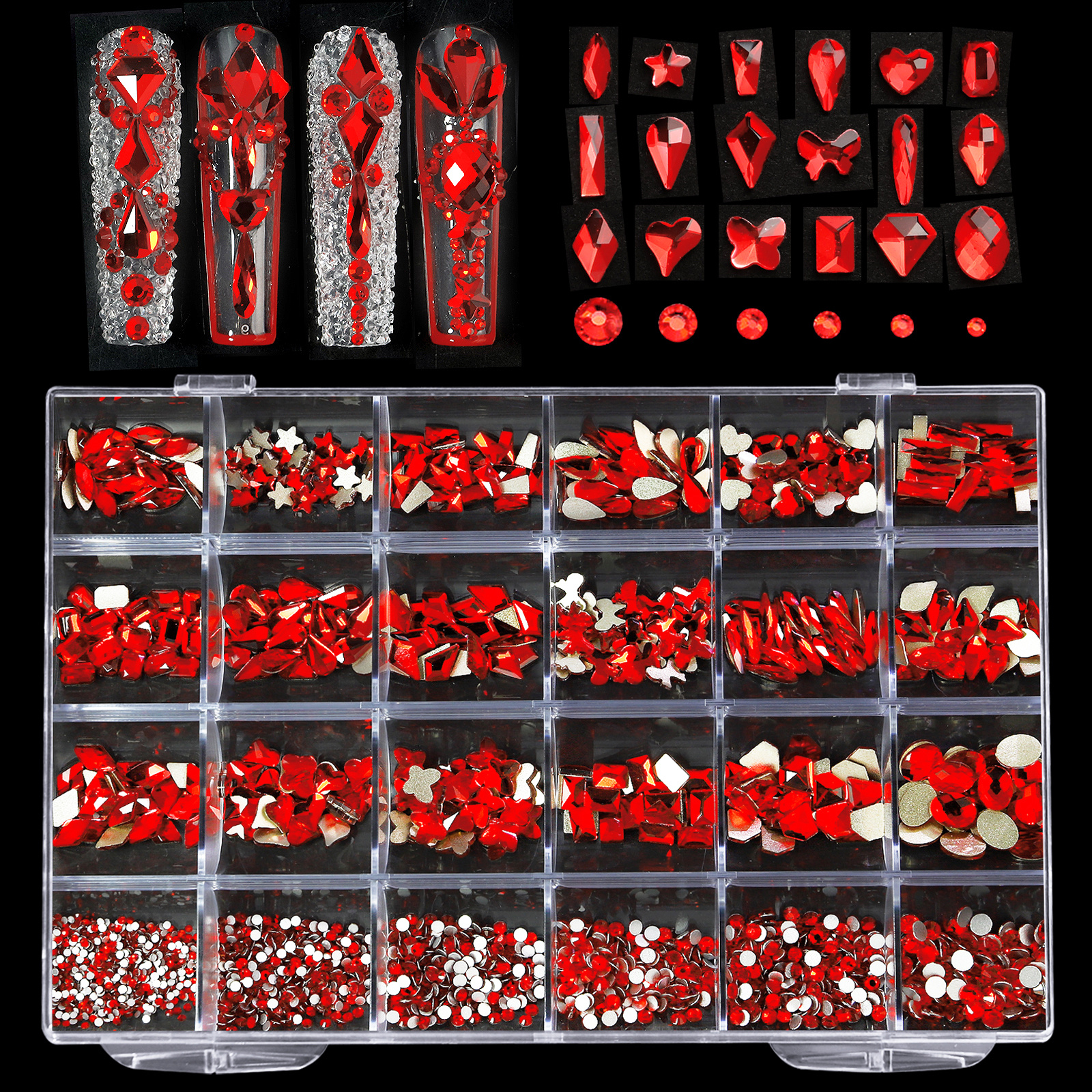 Flatback Rhinestone Red Rhinestone Crystals Nail - Temu