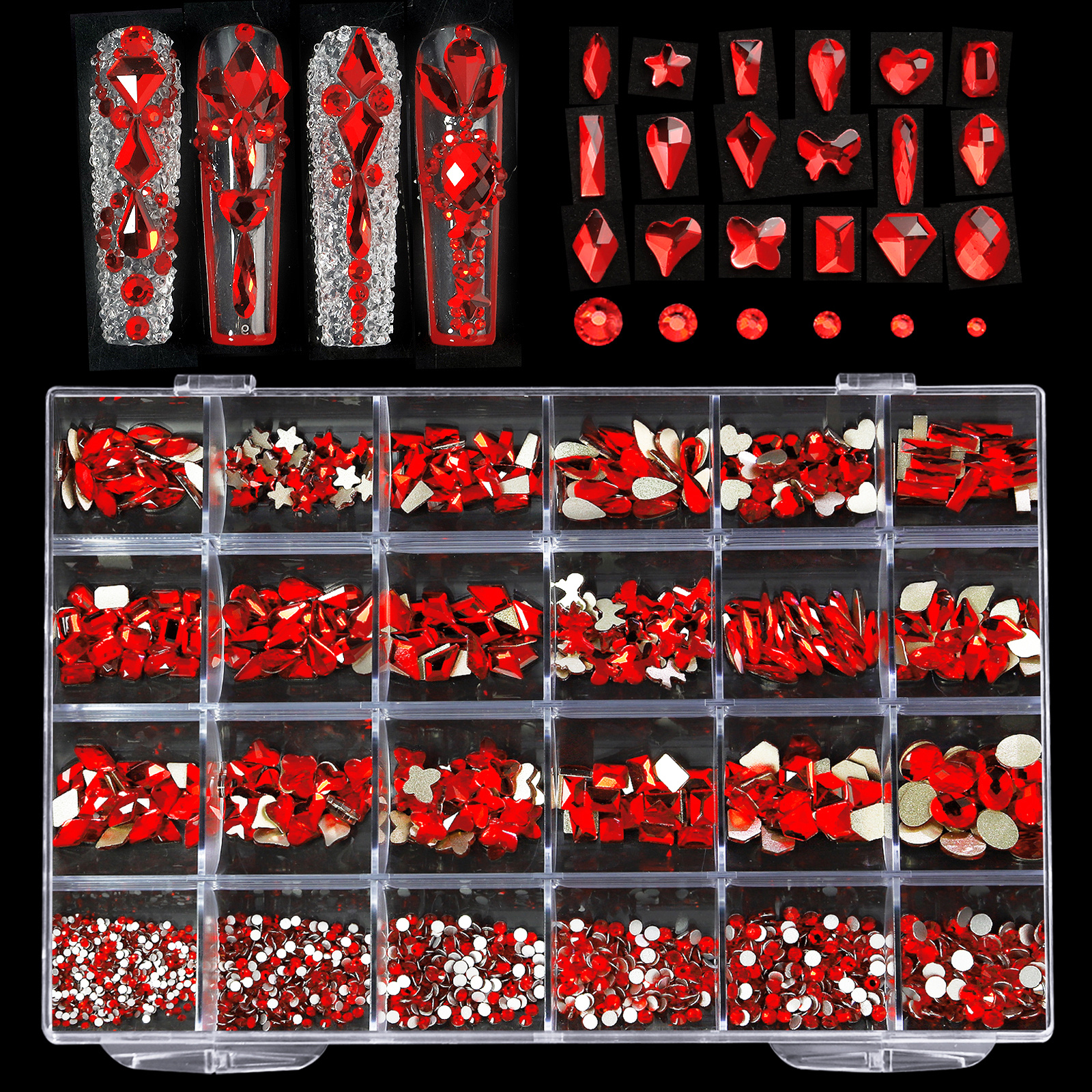 Crystal AB Nail Art Rhinestones Flat Back Mixed Shaped Gemstones