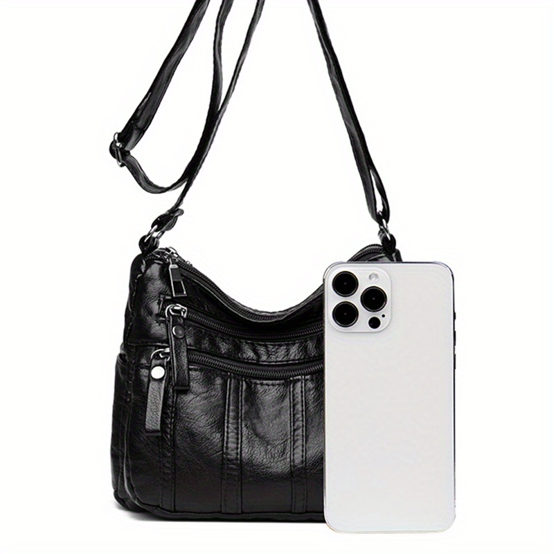 Multi Pockets Crossbody Bag Soft Pu Leather Shoulder Bag Temu