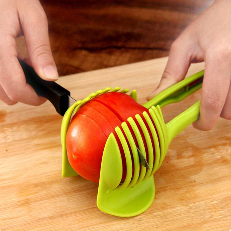 Tomato Lemon Slicer Circular Fruit Onion Slicer Knife Handle Guide Clamp  Stainless Steel Kitchen Potato Lime Food Rack - Temu