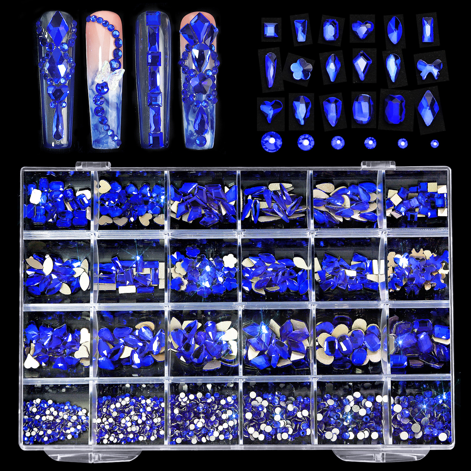 Crystal AB Nail Art Rhinestones Flat Back Mixed Shaped Gemstones