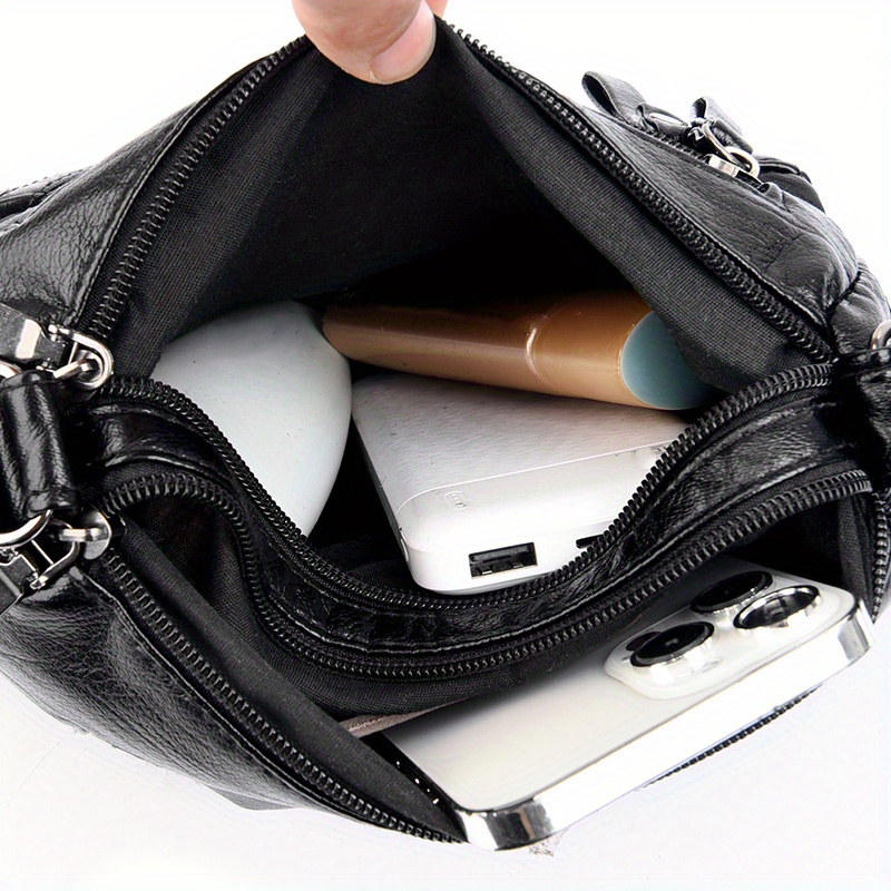 Multi Pockets Crossbody Bag Soft Pu Leather Shoulder Bag Temu