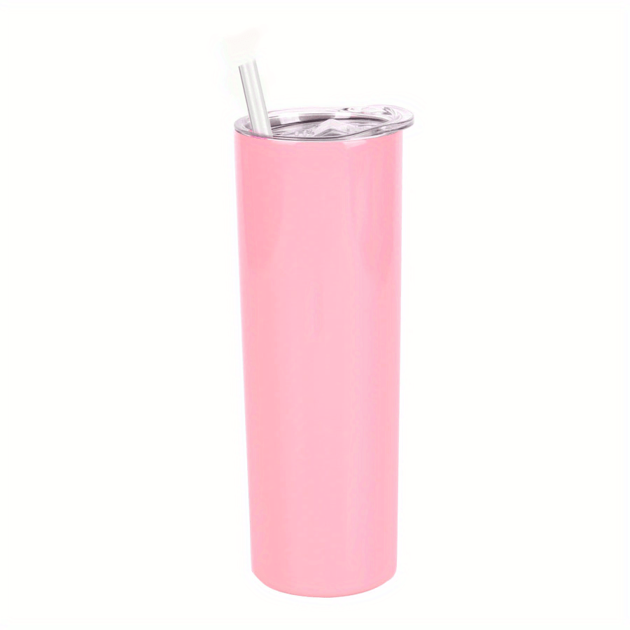 double wall blank plain 600ml 20oz stainless steel skinny tumbler skinny  cup with plastic straw and lid