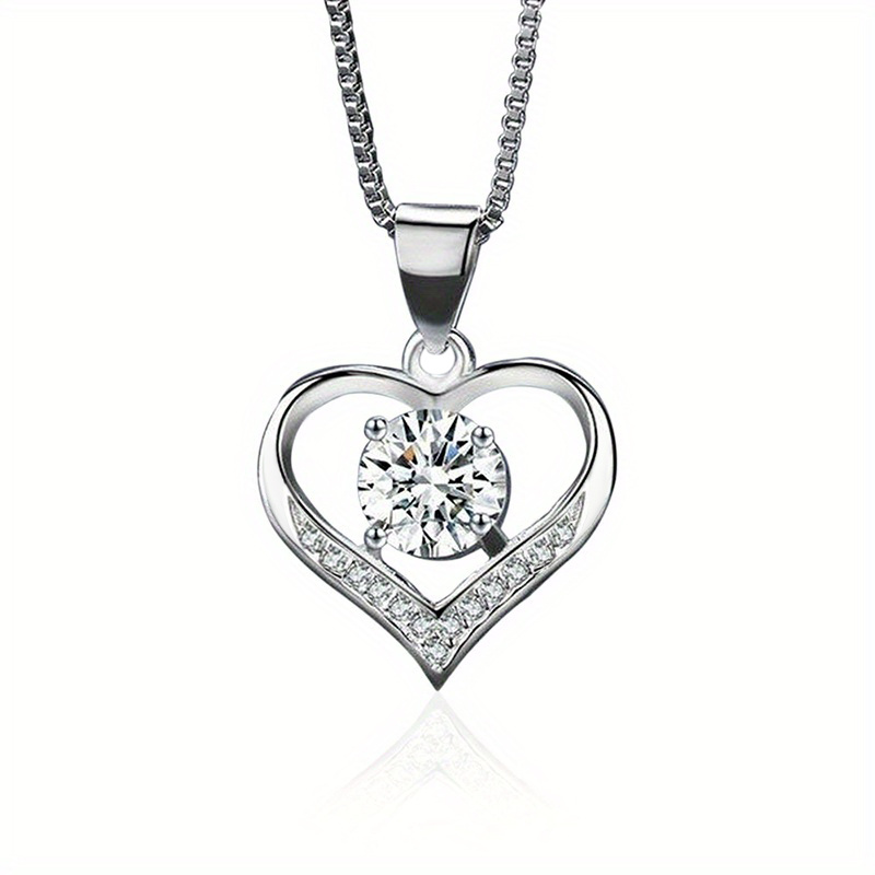 Exquisite Heart Pendant Necklace Bridal Romantic Wedding Jewelry Anniversary Gift