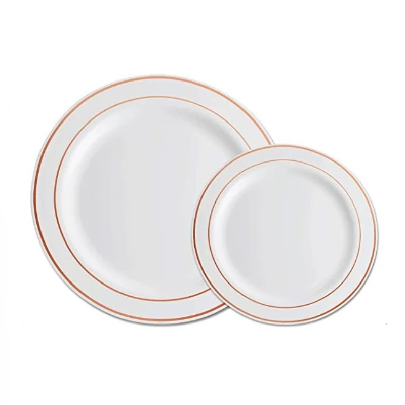 Fancy Disposable Salad Plates (10 PC) Heavy Duty Plastic Plates, Rose Gold  Party Supplies for Baby Showers, Weddings, Parties, Birthdays, & Events,  Pink Plates with Silver Embossed Rim - 9 - Harmony 