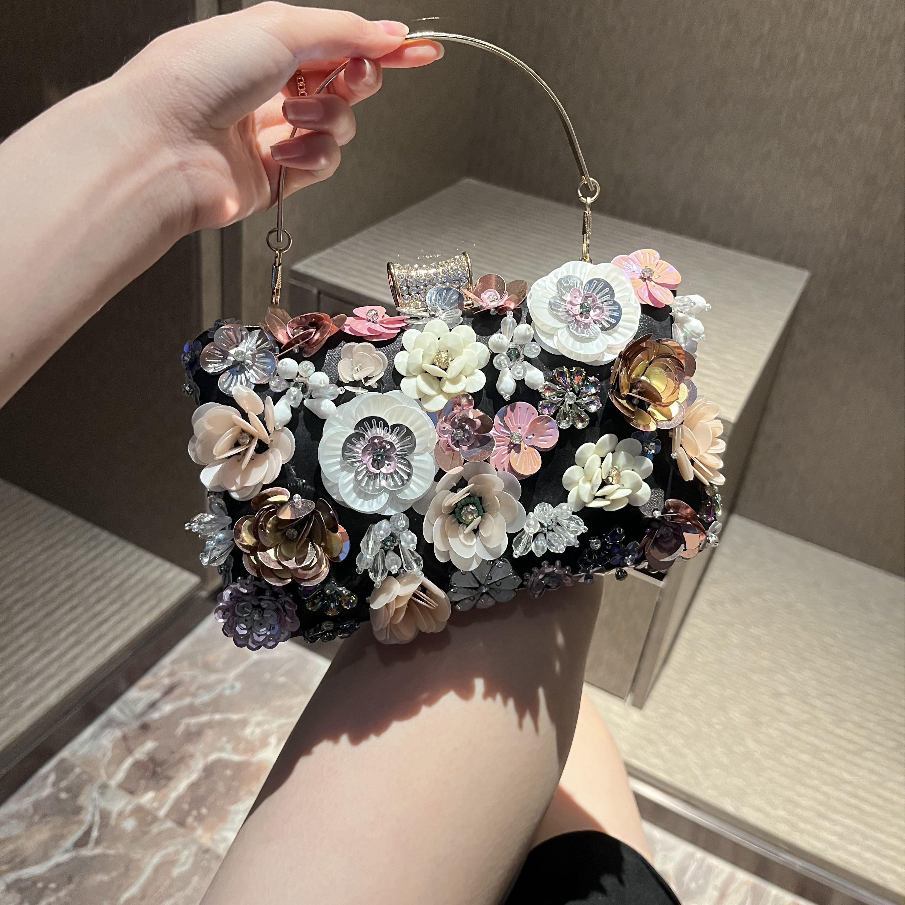 3d Flower Decor Evening Bag Elegant Box Prom Purse Women's - Temu