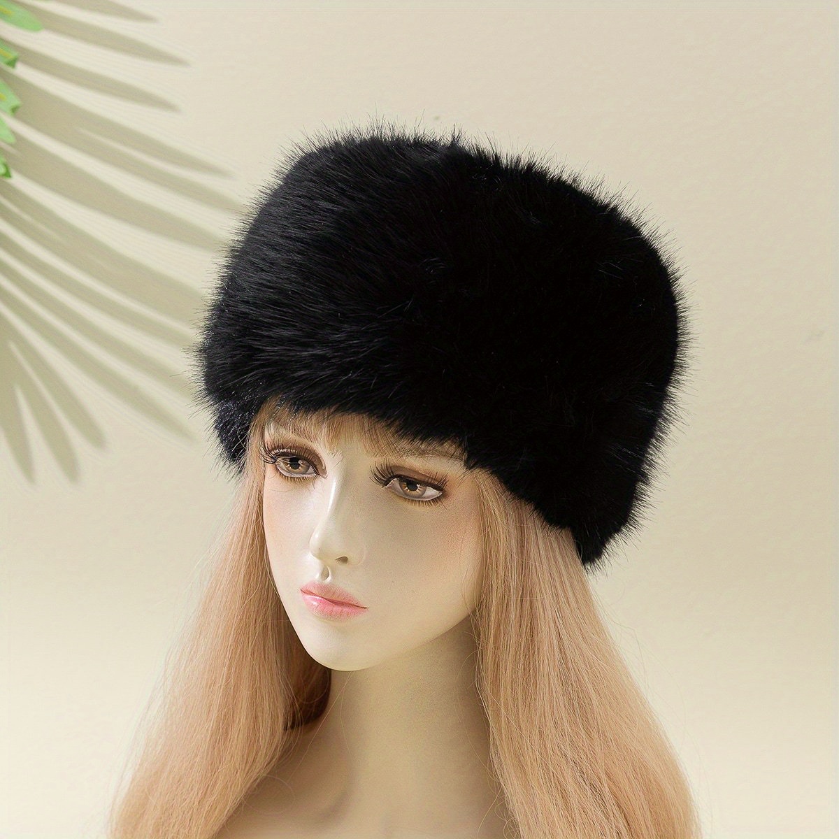 Solid Color Plush Headband Winter Warm Thick Faux Fur Ushanka Hats Coldproof Beanies Ear Warmer Basin Hat for Women,Temu