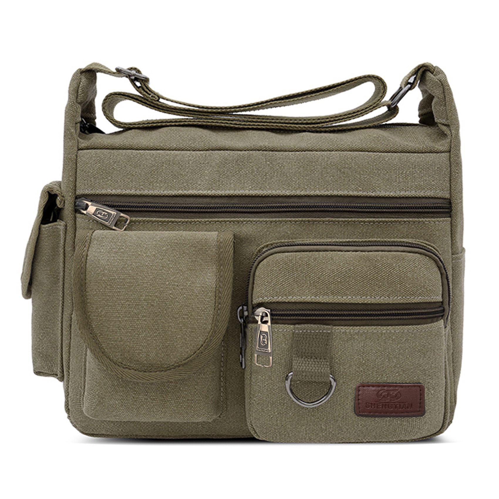 Men's Canvas Messenger Bag With Multiple Pockets Large - Temu