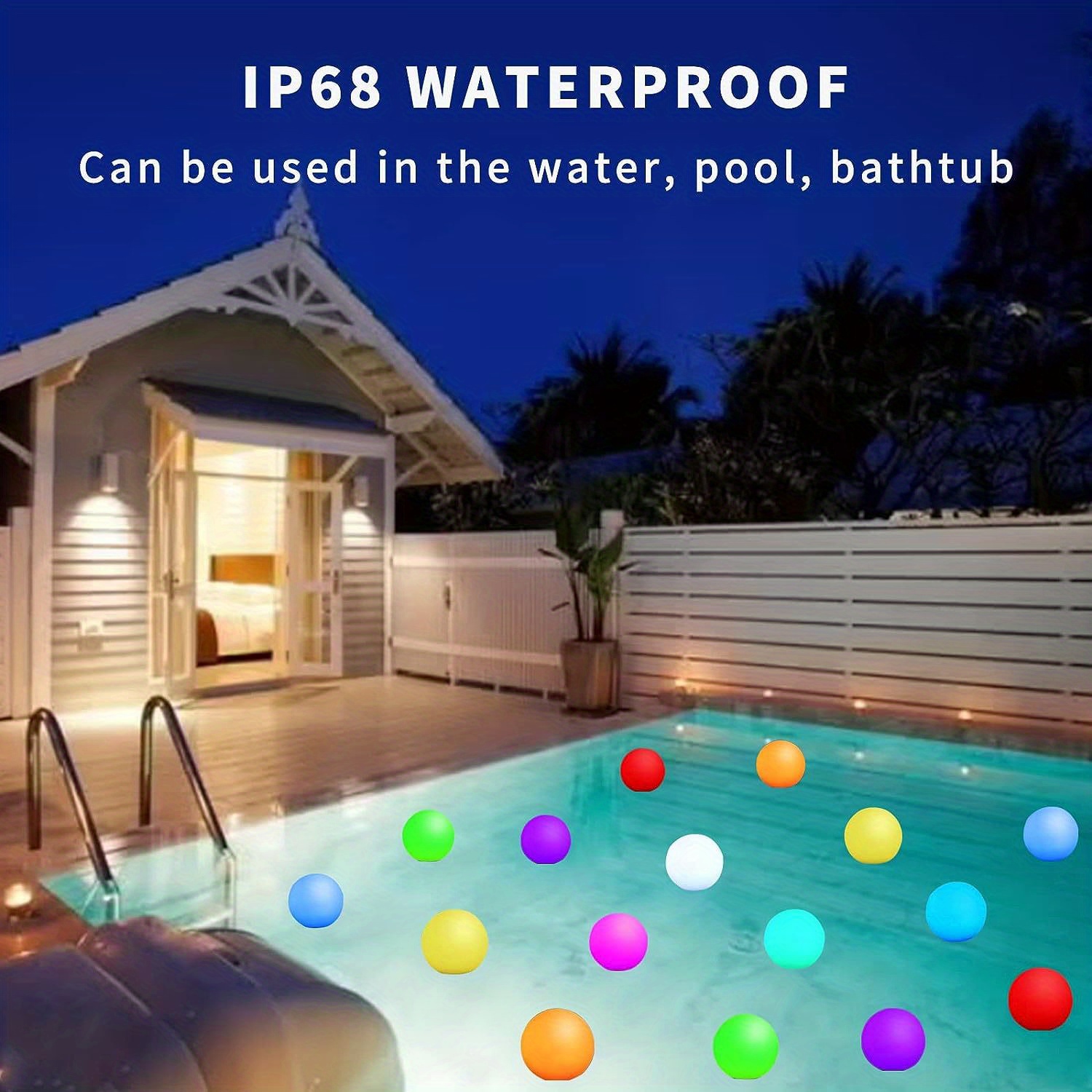 1pc floating pool lights for swimming pool remote control 3 inch led rgb color changing lights ip68 waterproof light up pool float glow balls for pool at night lights for hot tub pond garden lawn party decor details 4